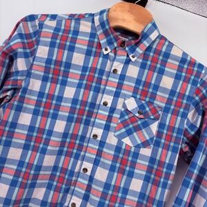 Magellan Outdoors Mens Classic Fit Blue Plaid Long Sleeve Button Up Shirt Size L